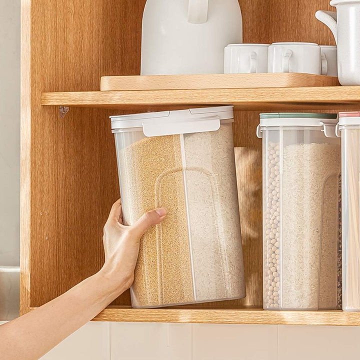 poeland Vorratsdosen mit integrierter Trennwand / 4 Fächer für Spaghetti, Nudeln, Müsli, weiss, Weis