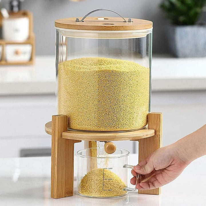 Reisspender, Müslispender Glas, Vorratsdosen Glas mit Deckel, Lebensmittelspender mit Glas Messbeche