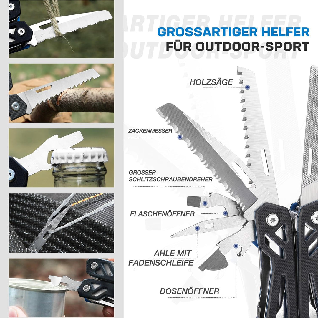 Mossy Oak Multifunktionszange 22-in-1 Multi-Tool Edelstahl Multifunktionale Zange Faltbar Multitool