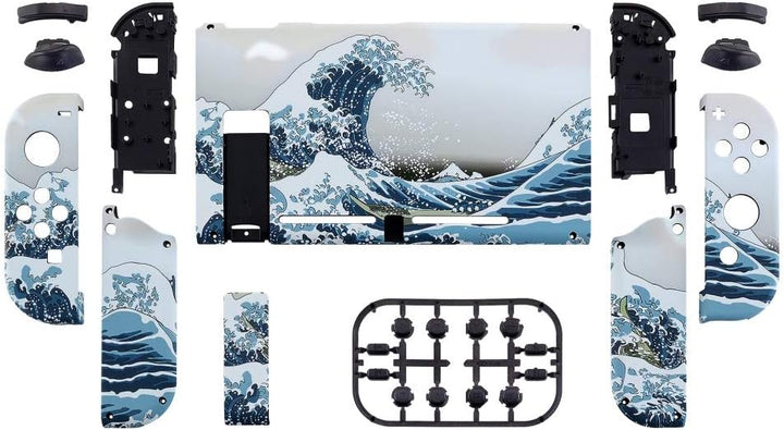 eXtremeRate Hülle Case für Nintendo Switch Joycon/Konsole, Rückgehäuse&Kickstand für Switch Console,