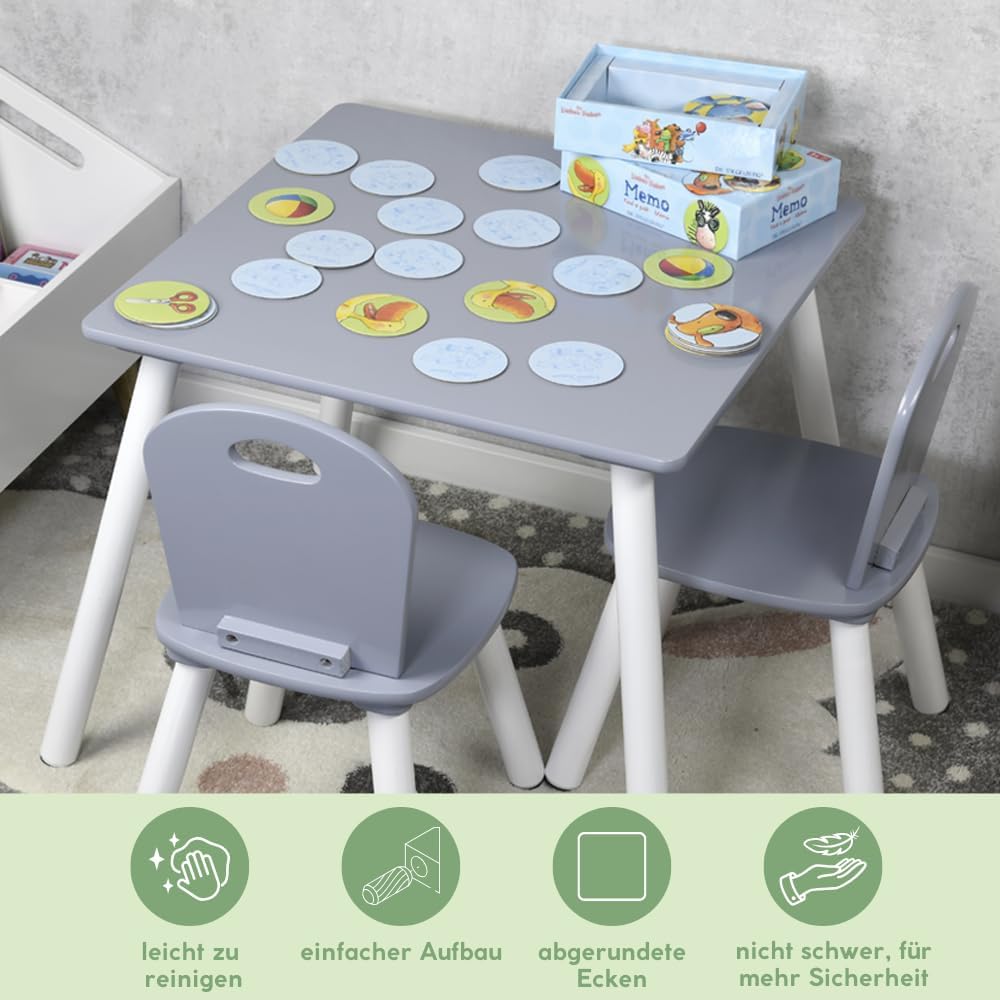 Kesper | Kindertisch mit 2 Stühlen, Weiss/Grau | 1773213 Weiss, Grau, Weiss, Grau