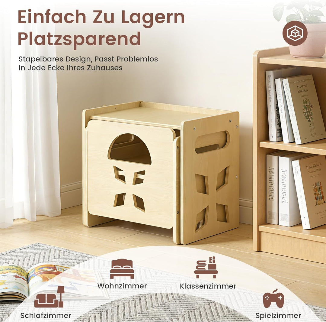 Montessori Tisch Stuhl Set für Kinder-Kindertisch mit Blackboard- Konvertierbar Kleinkindertischset