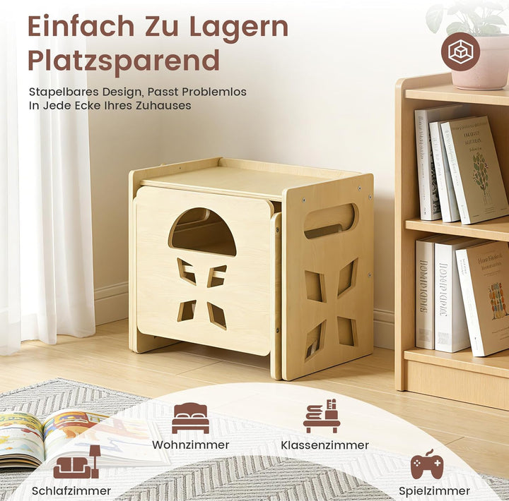 Montessori Tisch Stuhl Set für Kinder-Kindertisch mit Blackboard- Konvertierbar Kleinkindertischset