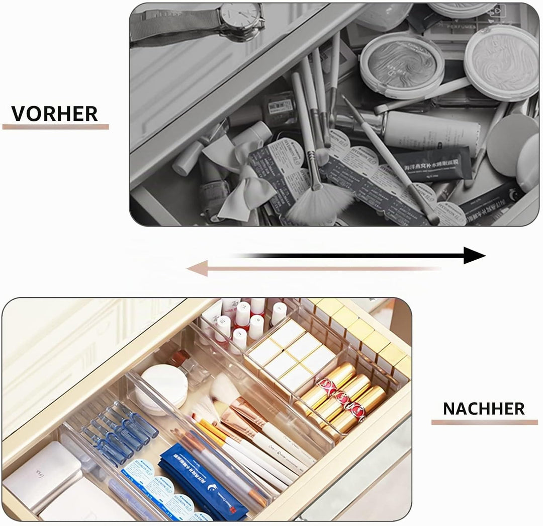 Kosmetik Organizer Set Make Up Organizer aus Acryl Schubladen Ordnungssystem mit 7 Fächern Stapelbar