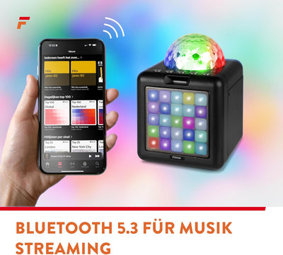 Fenton KAR15B Mobile Karaoke Maschine Kinder mit 2 Mikrofonen, Bluetooth, Akku, LED-Lichteffekte, Ec