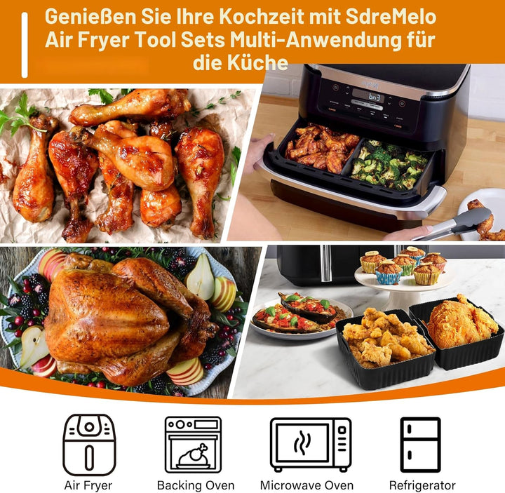 Airfryer Silikonform Heissluftfritteuse Zubehör für Ninja Foodi AF500EU Air Fryer Zubehör 9 Stück Si