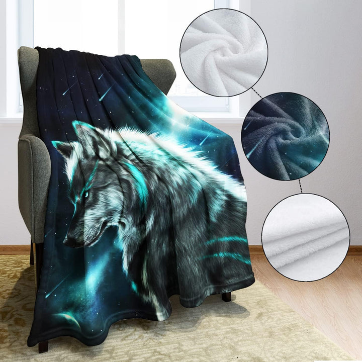 Violetpos 150 x 200 cm Flanell Decke Weich Fleecedecke Kuscheldecken SanftBettüberwurf Wolfslord Pop