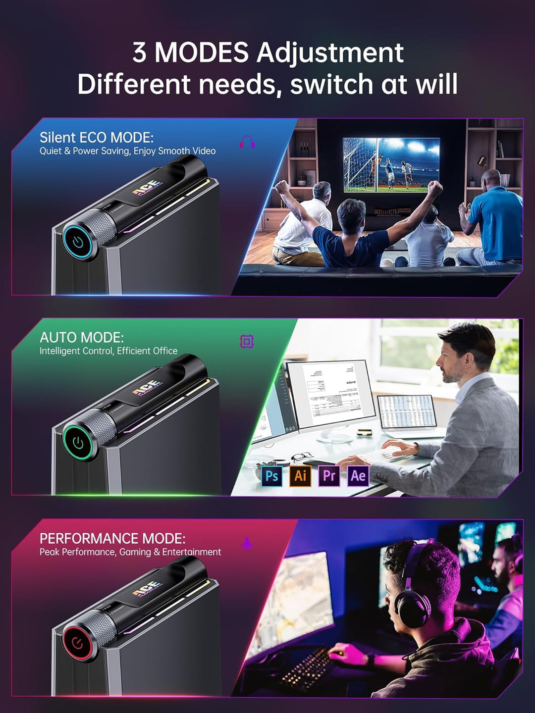 ACEMAGICIAN RGB Mini PC Gaming AMD Ryzen 9 6900HX (8C/16T,bis zu 4,9 GHz), 16GB DDR5 512GB NVME PCIe