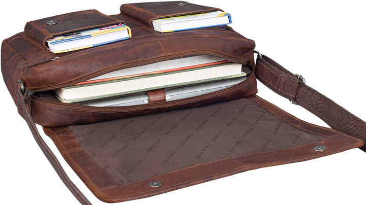 STILORD 'Curtis' Umhängetasche Leder als Messenger Bag oder Aktentasche Vintage Laptoptasche 15,6 Zo