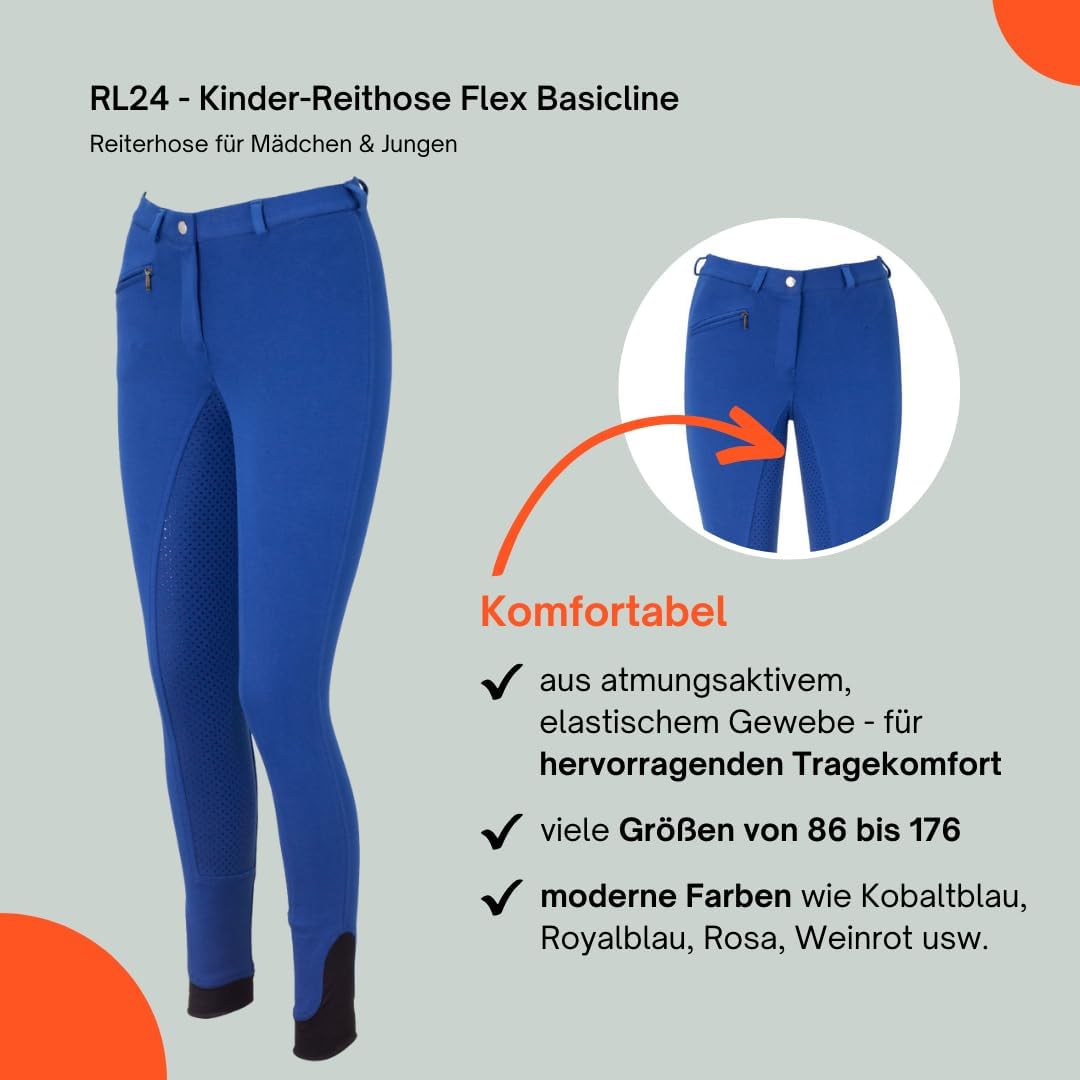 RL24 - Kinder-Reithose Flex Basicline | Vollbesatz-Reitleggings für Mädchen & Jungen | hautfreundlic