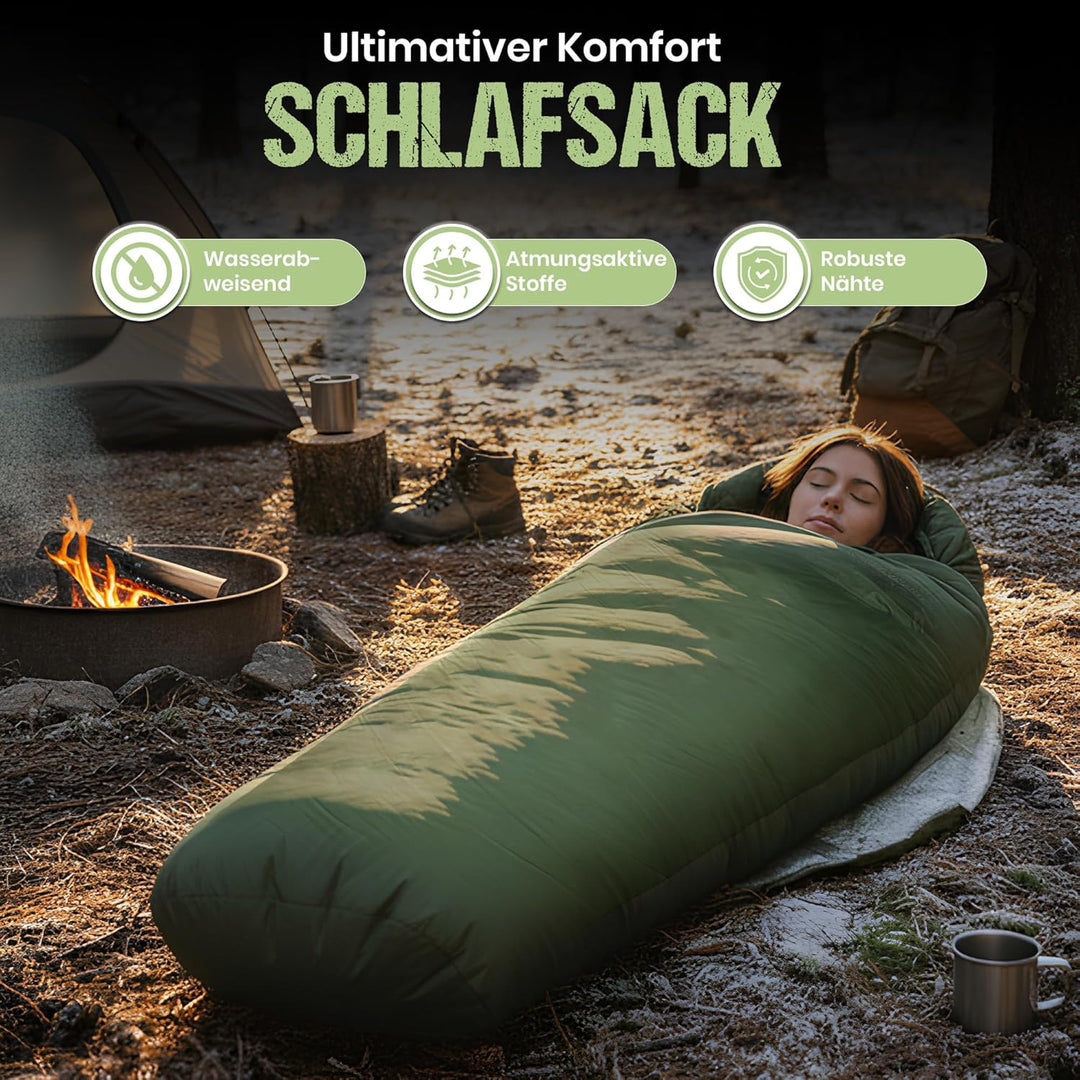 Mumien-Schlafsack Thermo 3-Jahreszeiten High-Tech Mikrofaser Schlafsack bis -13°C; Leicht, Kompakt,