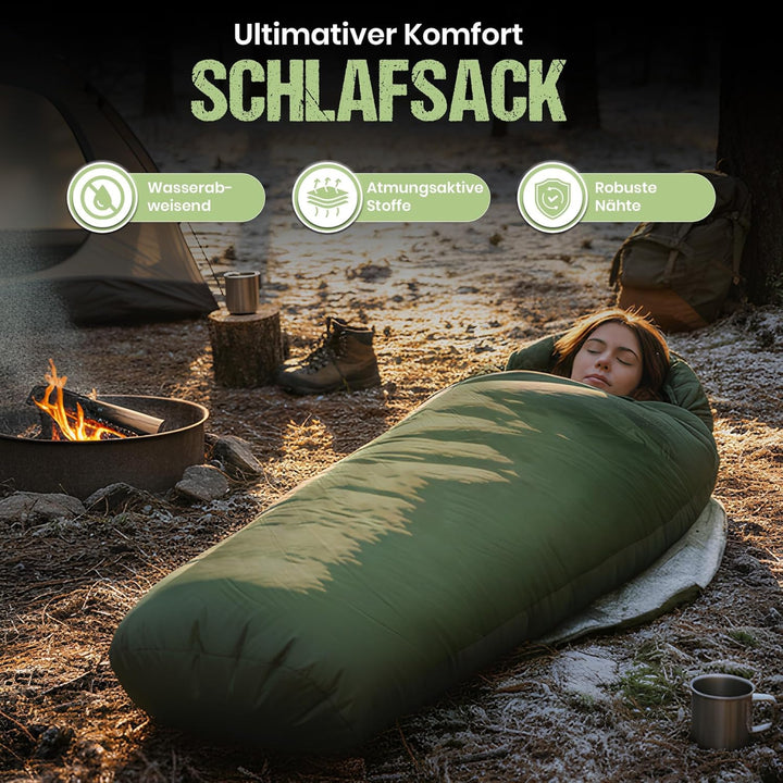 Mumien-Schlafsack Thermo 3-Jahreszeiten High-Tech Mikrofaser Schlafsack bis -13°C; Leicht, Kompakt,