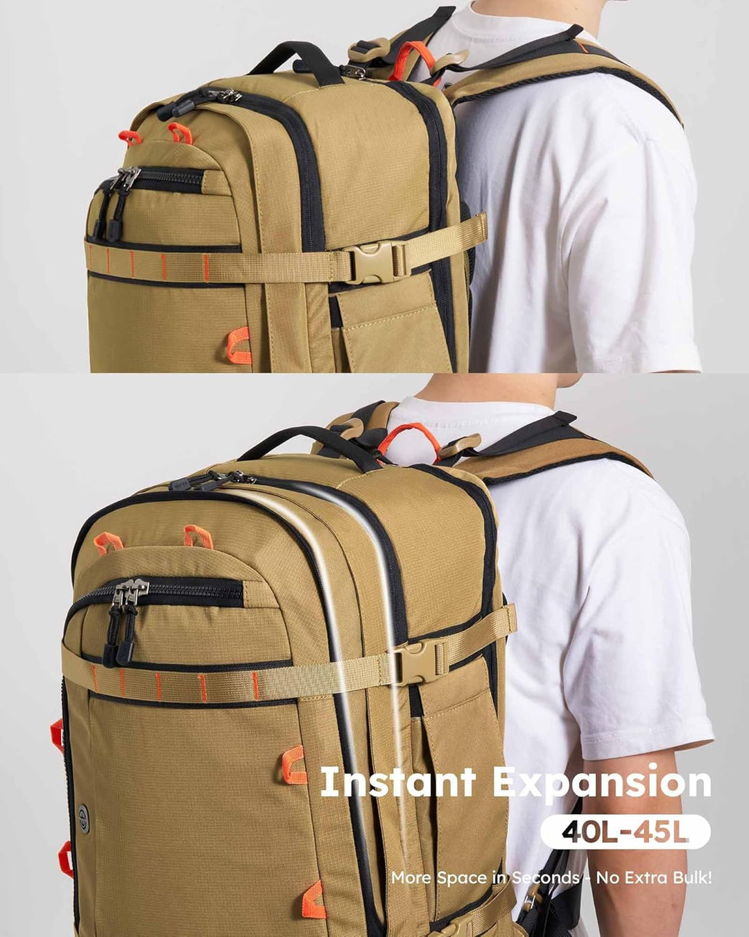 Tolaccea Handgepäck Rucksack, TSA-Freundlich Reiserucksack, Laptop Rucksack für 17.3 Zoll, Erweiterb