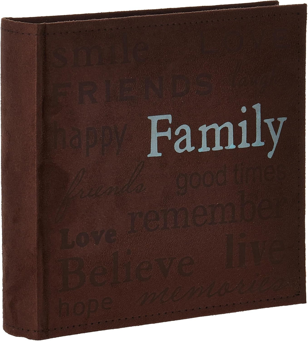 Pioneer Familie Text Design genäht Velourslederimitat Cover Foto Album, braun