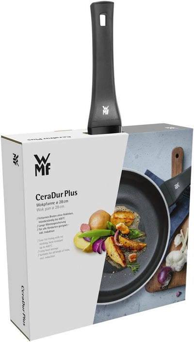 WMF Ceradur Plus Wokpfanne Induktion 28 cm, Wok Aluminium beschichtet, Keramikbeschichtung, Kunststo