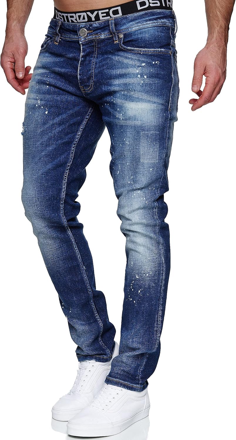 MERISH Jeans Herren Slim Fit Jeanshose Stretch Denim Designer Hose 1507 32-34 1507-3 Dunkelblau, 32-