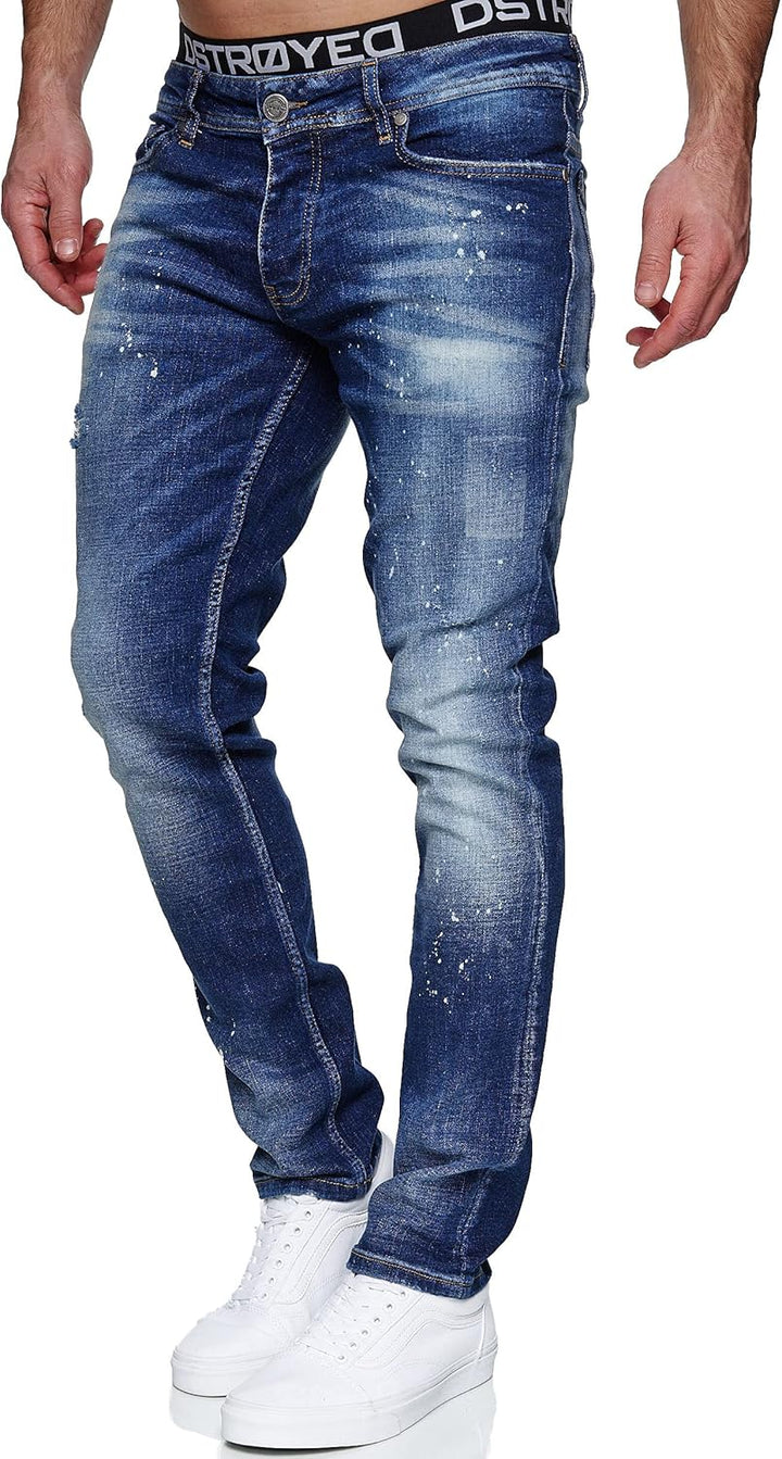 MERISH Jeans Herren Slim Fit Jeanshose Stretch Denim Designer Hose 1507 32-34 1507-3 Dunkelblau, 32-