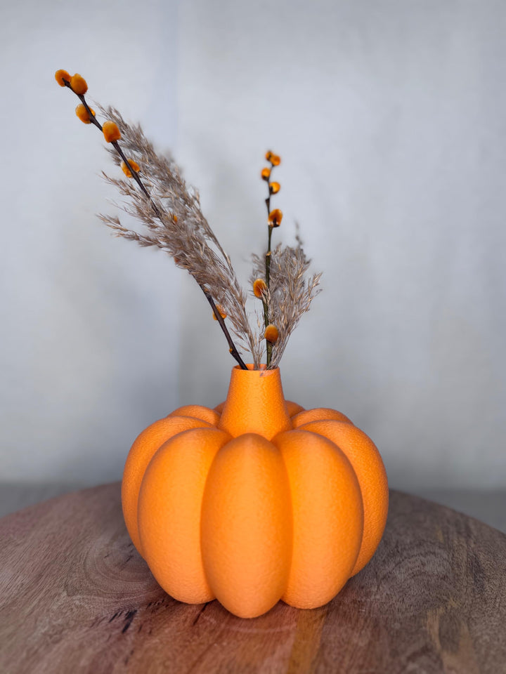 3D gedruckte Kürbis Vase, Orange, Orange