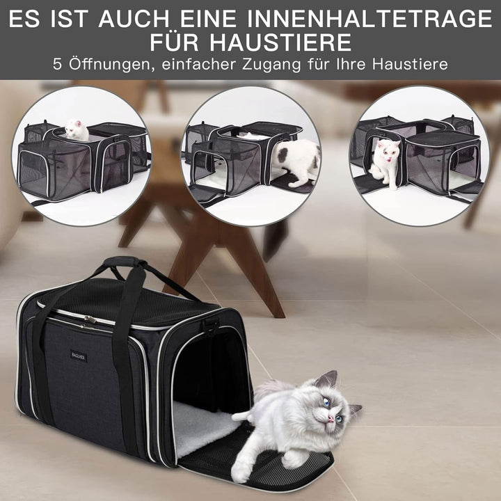 BAGLHER Tragetasche für Katzen, von Fluggesellschaften zugelassen, weiche Seite, Haustier-Reise, 5 S