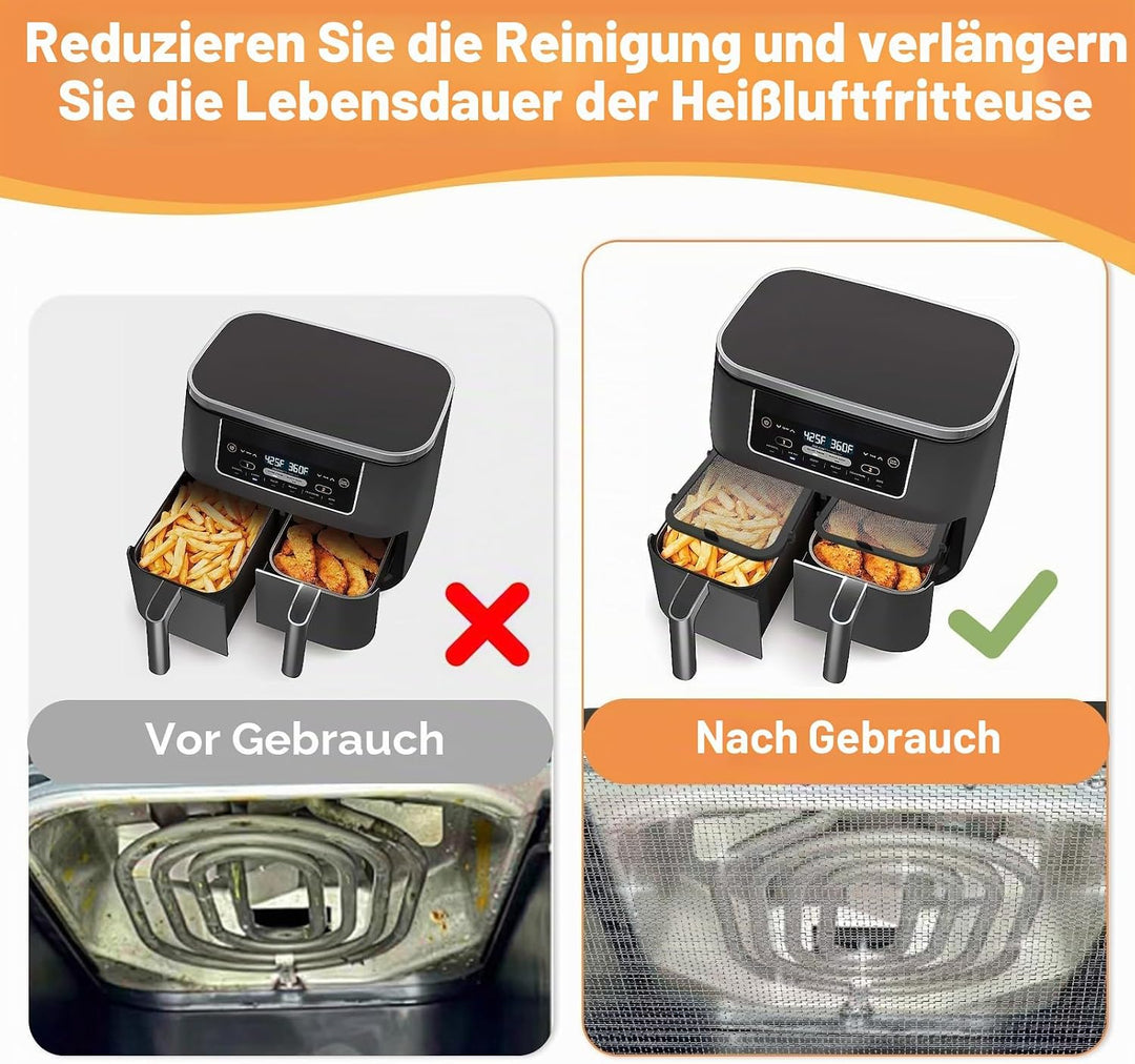 2 Stück Edelstahl Spritzschutz für Ninja Foodi Max Dual Zone AF400EU & AF451EU Heissluftfritteuse, M