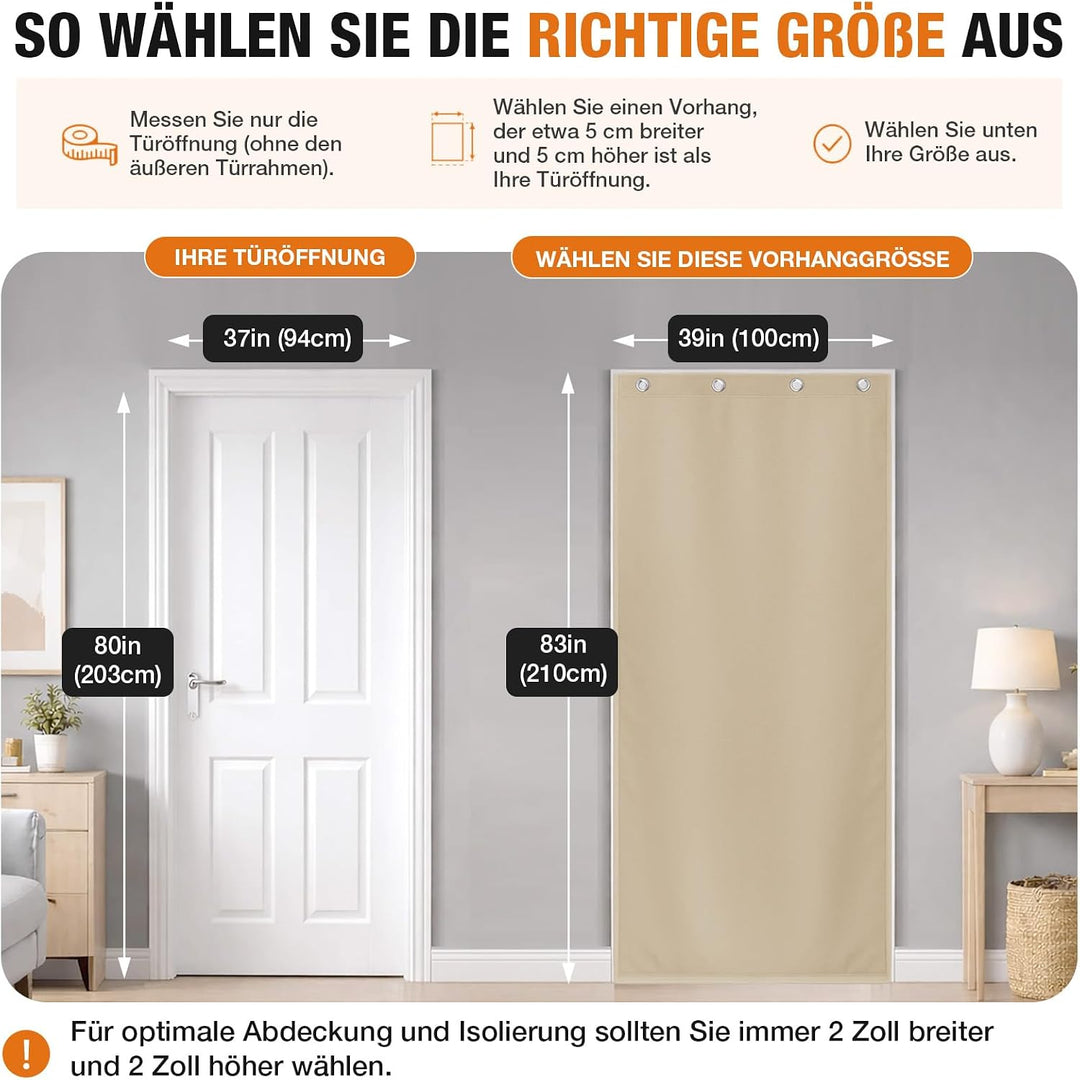 Lapalife Waterproof Wärmeschutzvorhang für Tür L210cmxB100,Thermo Türvorhang Winddichte Kältebeständ