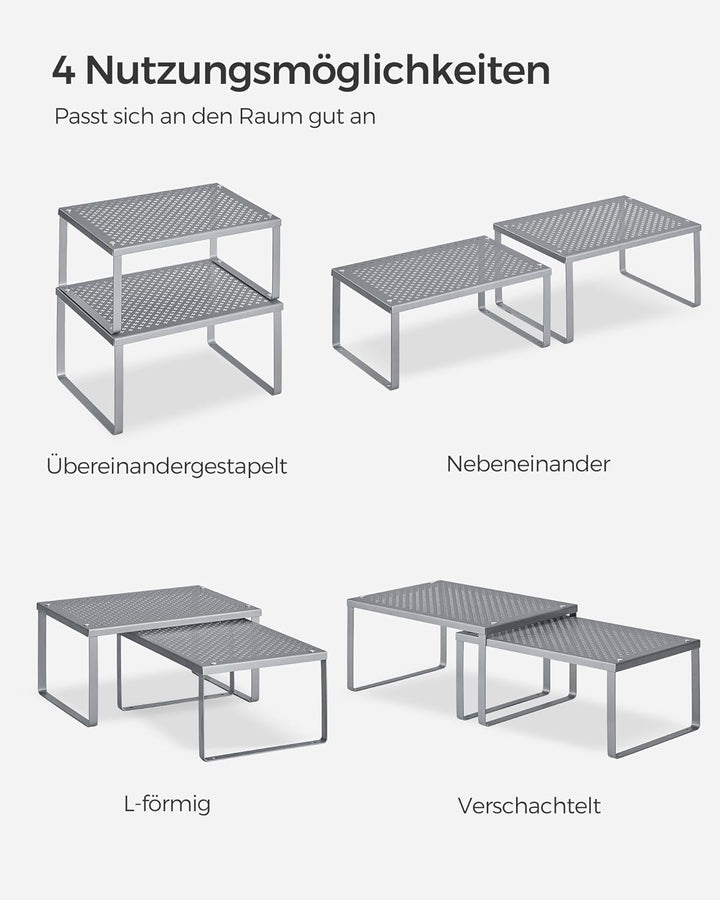SONGMICS Gewürzregal, 4er Set, Küchenregal, Küchen-Organizer, Küche, Gewürzhalter, erweiterbar, stap