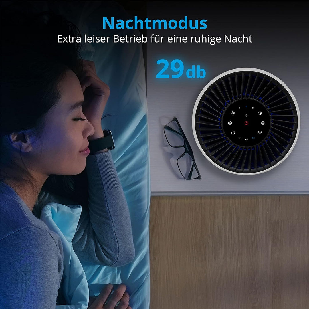 MEDION Luftreiniger mit App Steuerung (HEPA Filter, Smart, reduziert Aerosole Pollen Staub Tierhaare