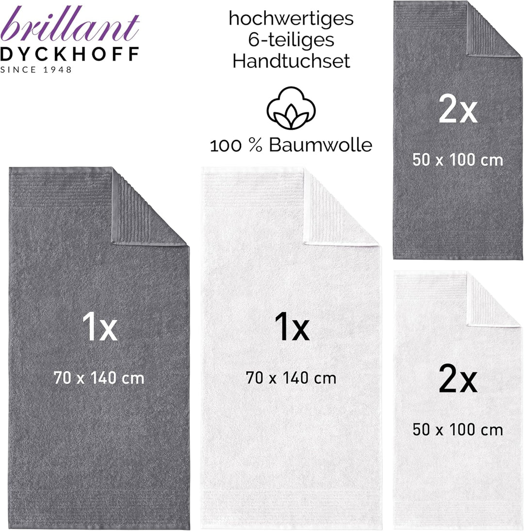 Dyckhoff 0410996120 Handtuchset "Brillant", 2 Badetücher / Duschtücher 70 x 140 cm und 4 Handtücher
