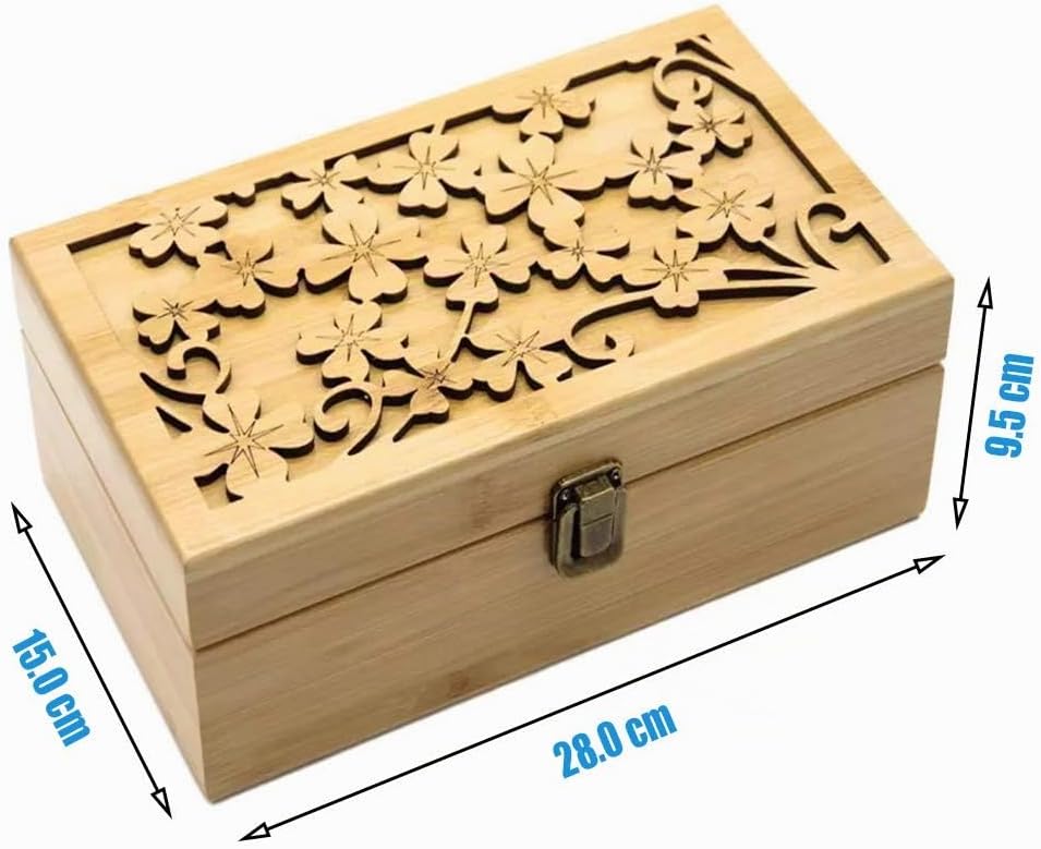 Gracelaza Aufbewahrungsbox aus Bambus für ätherisches Öl Aromatherapie – Holzkiste für 25 Flaschen –