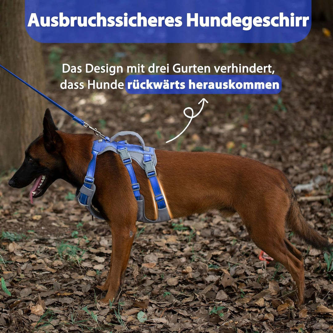 Huntboo Sicherheitsgeschirr Hund Ausbruchsicher, Panikgeschirr für Hunde, Reflektierendes Geschirr H