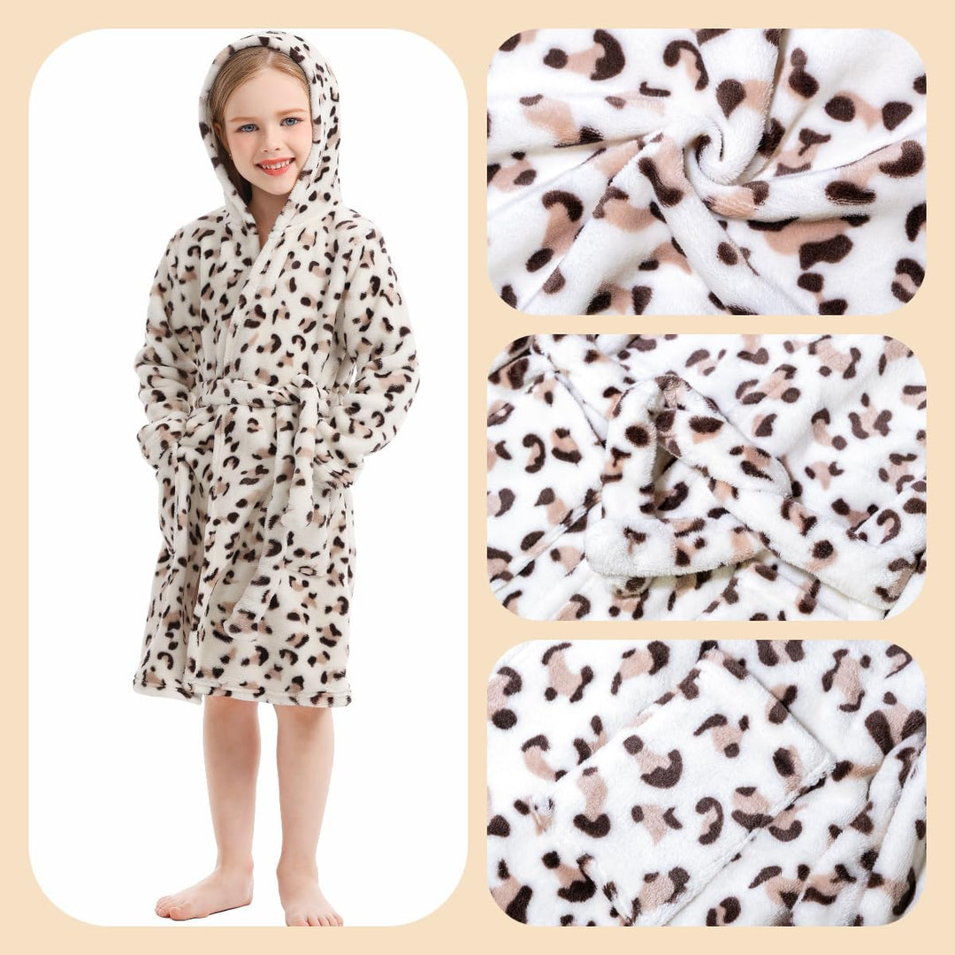 Unisex Baby Korallen Fleece mit Kapuze Morgenmantel Bademantel Jungen Mädchen Kleinkinder Pyjamas Na
