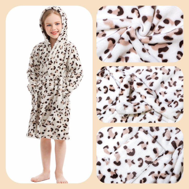 Unisex Baby Korallen Fleece mit Kapuze Morgenmantel Bademantel Jungen Mädchen Kleinkinder Pyjamas Na