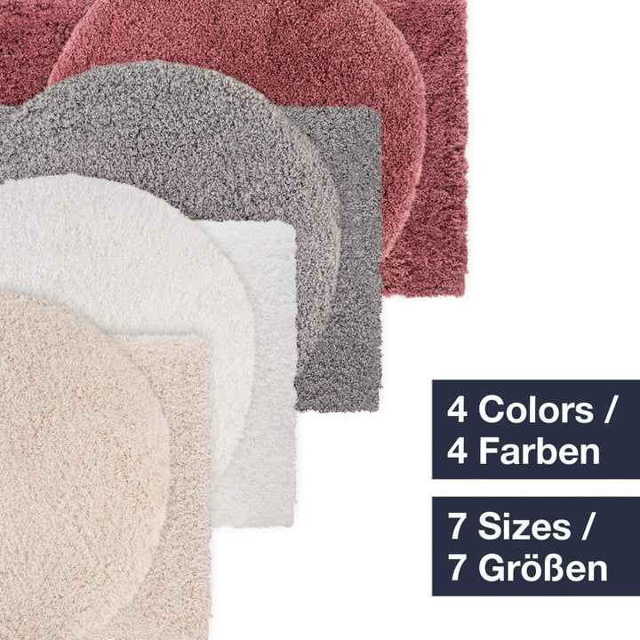 WohnDirect Premium Hochflor Badezimmerteppich Rosa • Rutschfester & Extra Flauschiger Badvorleger •