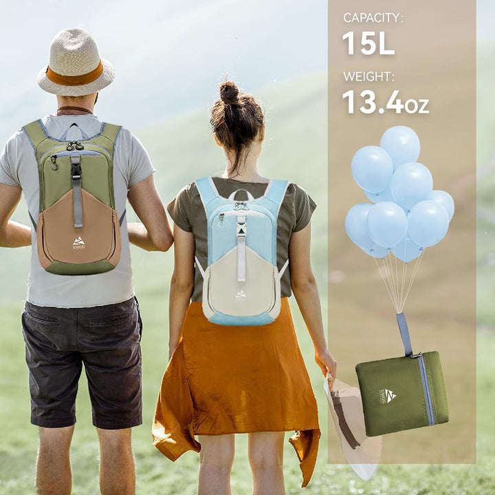 15L Wanderrucksack Kleiner Damen Herren Leichter Faltbarer Daypack Tagesrucksack Trekkingrucksack fü
