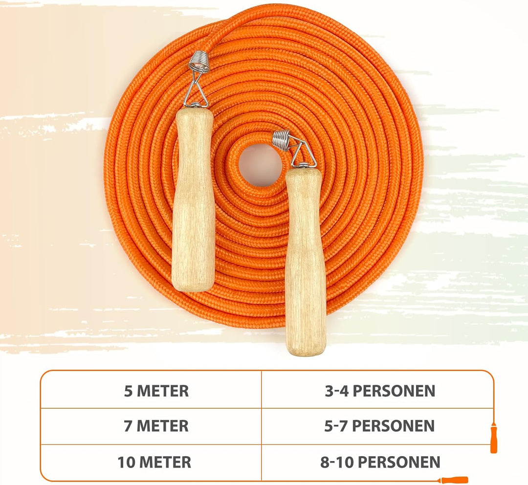 LeapBeast Lange Springseil, Mehrspieler-Seil, Springseil mit Holzgriff für Schule, Sport, Outdoor-Ak