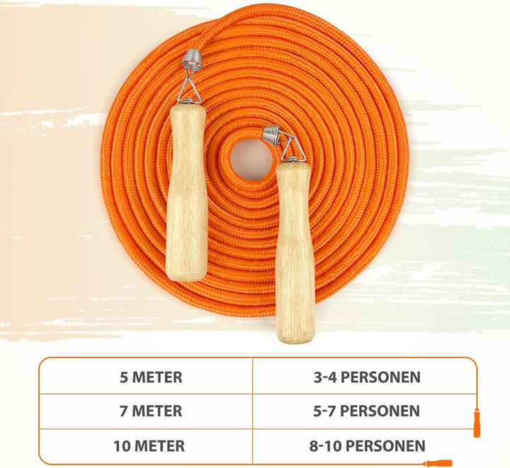 LeapBeast Lange Springseil, Mehrspieler-Seil, Springseil mit Holzgriff für Schule, Sport, Outdoor-Ak