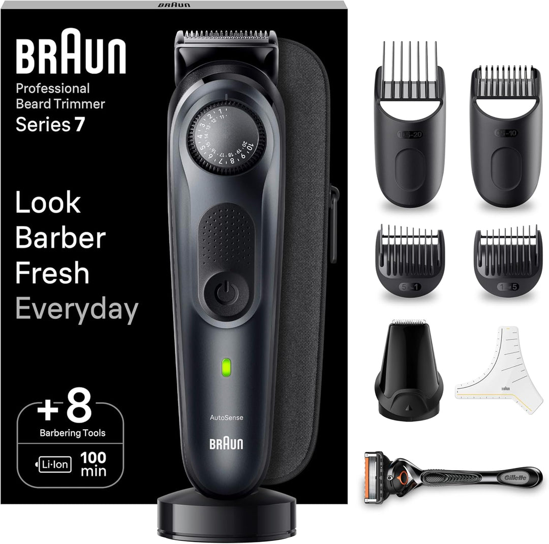 Braun Barttrimmer, Bartschneider/Trimmer/Haarschneider Herren, Haarschneidemaschine Profi, 40 Einste