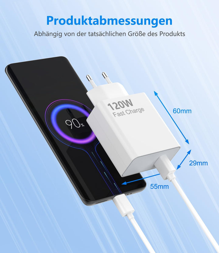 120W USB Ladegerät Ladekabel Kompatibel für Xiaomi 15 14T pro Ultra 13T 12T 11T Pro, Turbo Schnellla