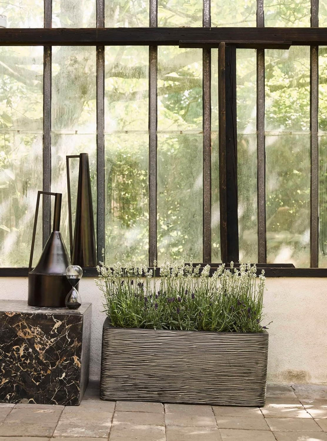 Capi Europe - Gefäss rechteckig Rib NL - 73x39x32 - Anthrazit - Öffnung Ø31 - Blumentopf für den Inn