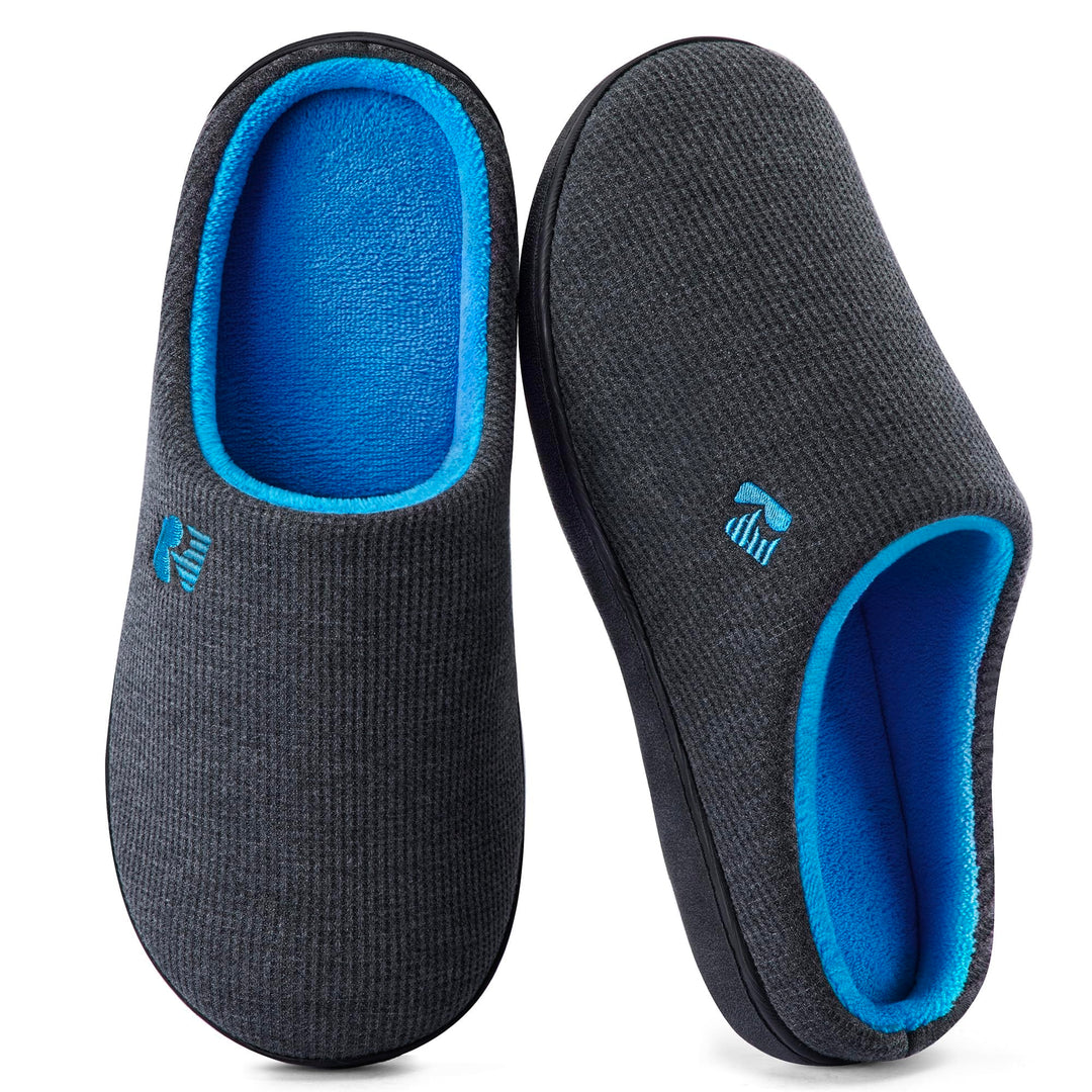 RockDove Herren Original Zweifarbige Hausschuhe mit Rückstellschaum 40/41 EU Dunkelgrau Blau, 40/41