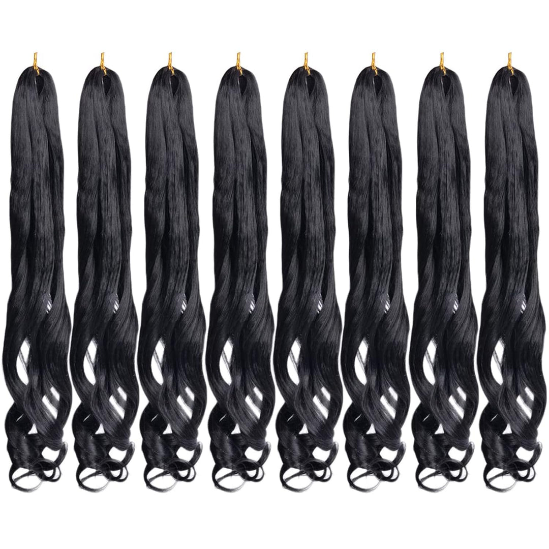 Herkeymidy french curly braiding hair 24 inch Loose Wavy 8 Pack Bouncy Braiding Hair extensions 75g/