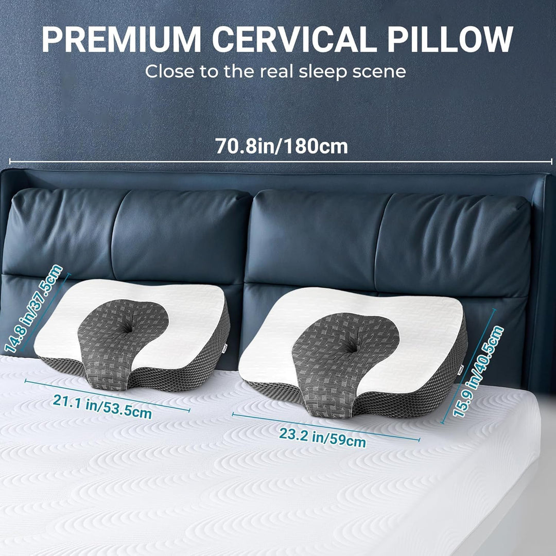 Elviros Orthopädisches Kissen aus Memory Foam, Kopfkissen Nackenschmerzen, Ergonomisches Nackenhörnc