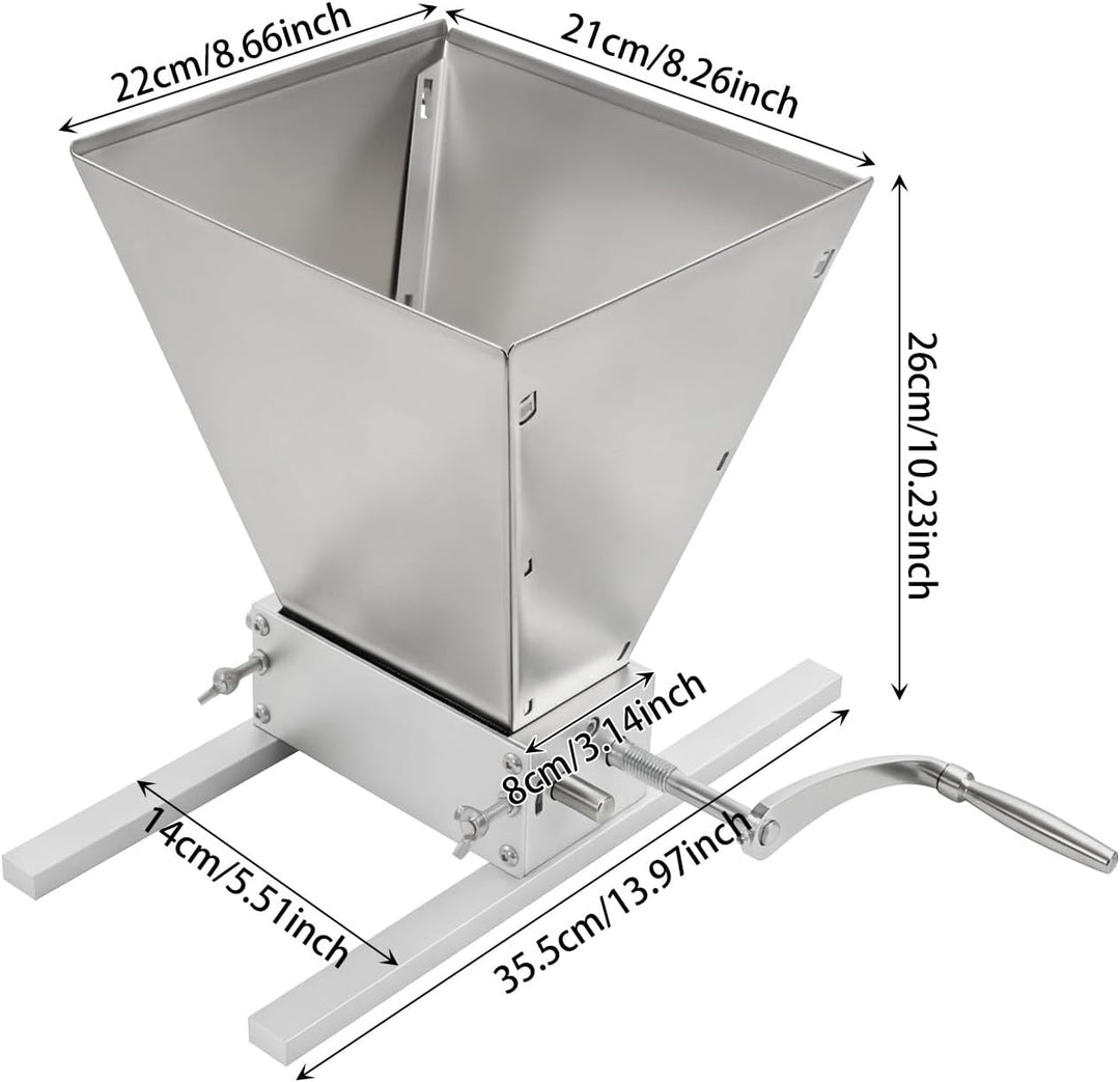 4L Manuelle Getreidemühle Malzmühle Schrotmühle verstellbare Körnermühle Edelstahl Grainmühle Grain