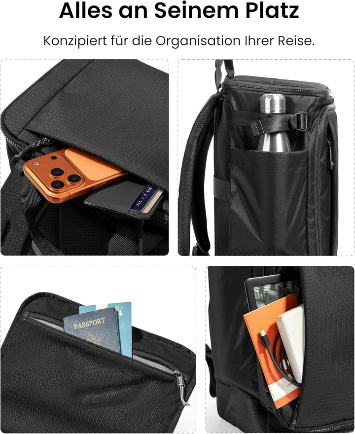 tomtoc 22-28L Reiserucksack, TSA-freundlicher Handgepäck Rucksack, Wasserdichter Ryanair 40x30x20 Ru