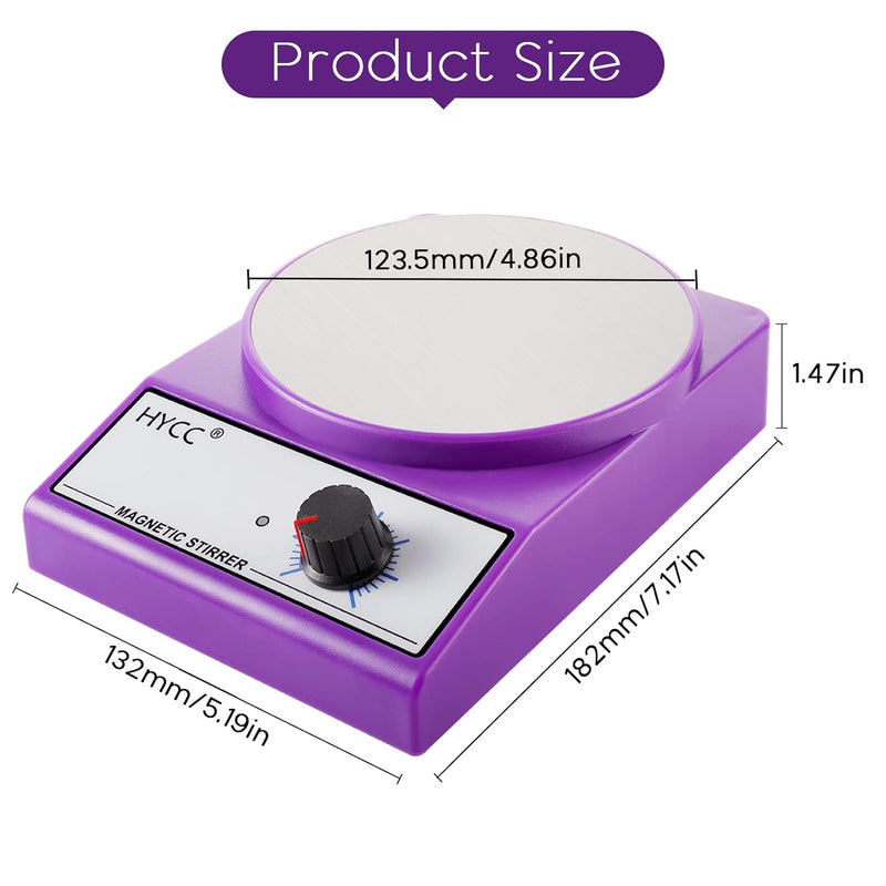 HYCC Labor Magnetrührer mit 7 Magnetrührstäbchen und Rührstab-Retriever, 3000 Umdrehungen/min, Max.