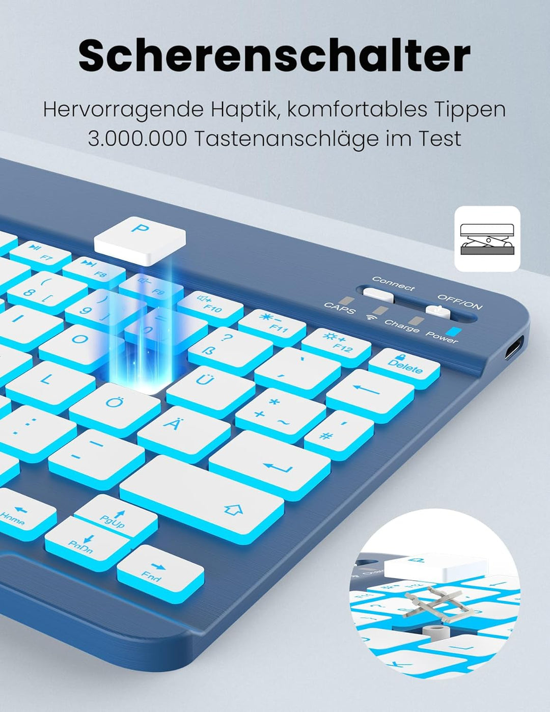 LAMA Kabellose Bluetooth Tastatur & Maus, wiederaufladbare Universal Tablet Tastatur, kompatible mit