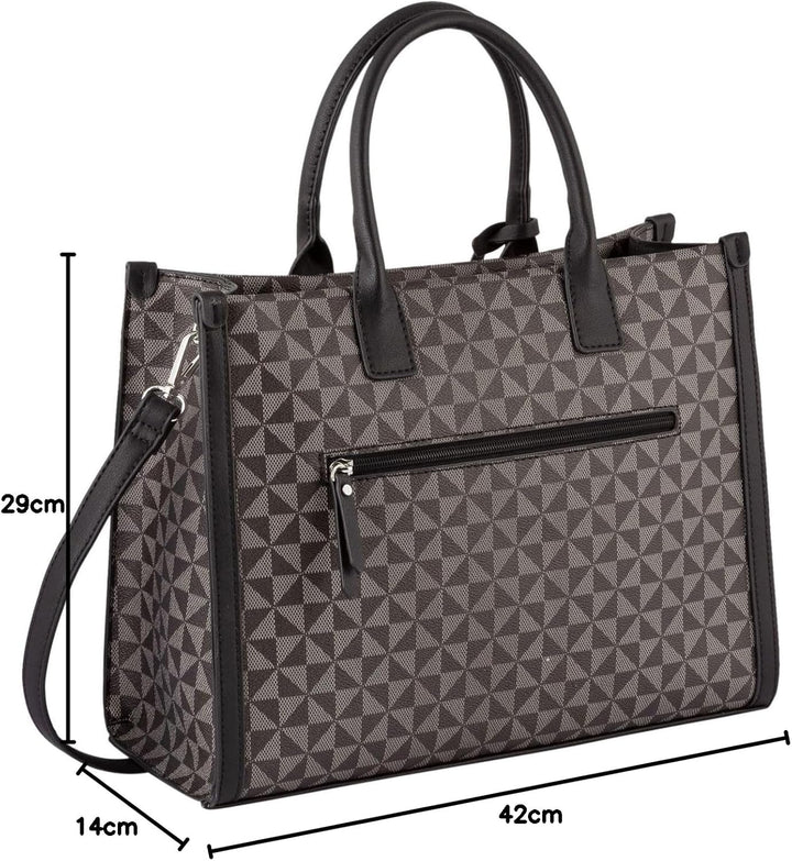 Gabor bags Barina Damen Shopper Umhängetasche Reissverschluss Mixed Black, Mixed Black