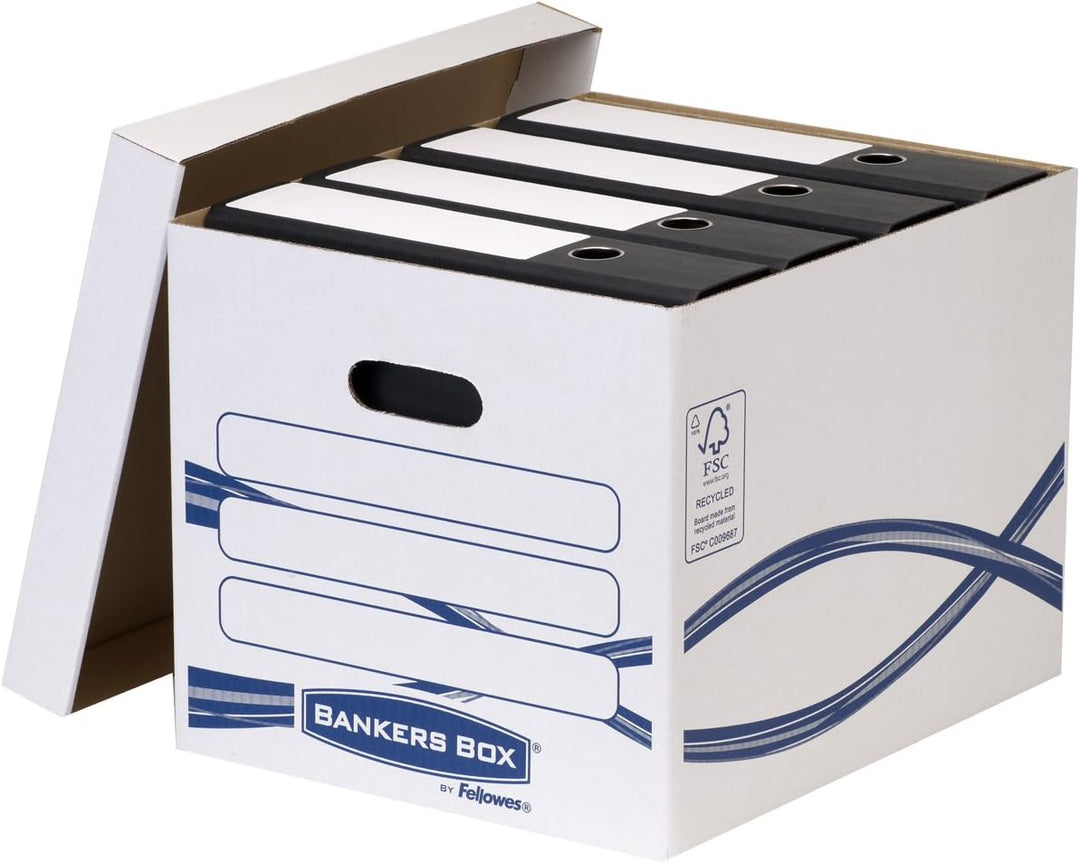 Bankers Box 4460801 Standard Archivbox, 100% recycelt, 10-er Pack, Standard Archivbox