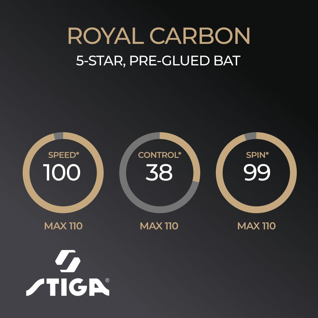 STIGA Royal 5 Sterne Tischtennis Schläger Pro Carbon,, Single