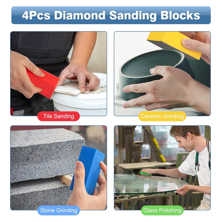4 Stück Schleifblöcke, Diamant-Handpolierpads Schleifblöcke Polierpads für Steinkeramikfliesen Glass